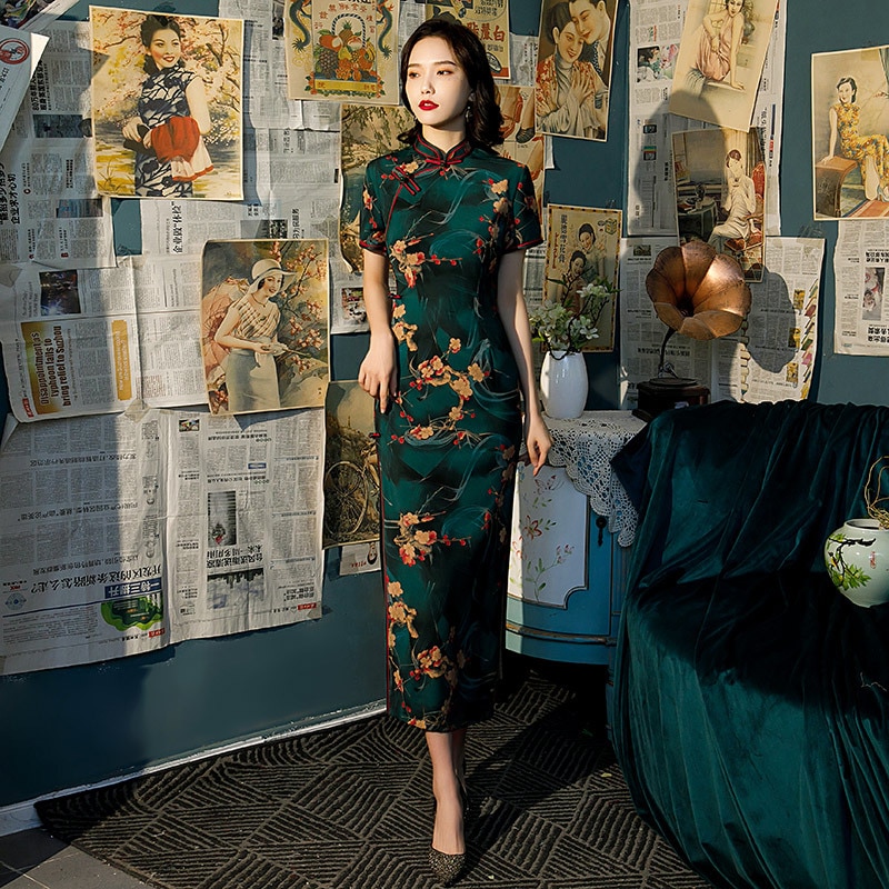 Ƽ ߱ Ÿ μ  Qipao   8 ư Cheongsam  ٸ Į  巹